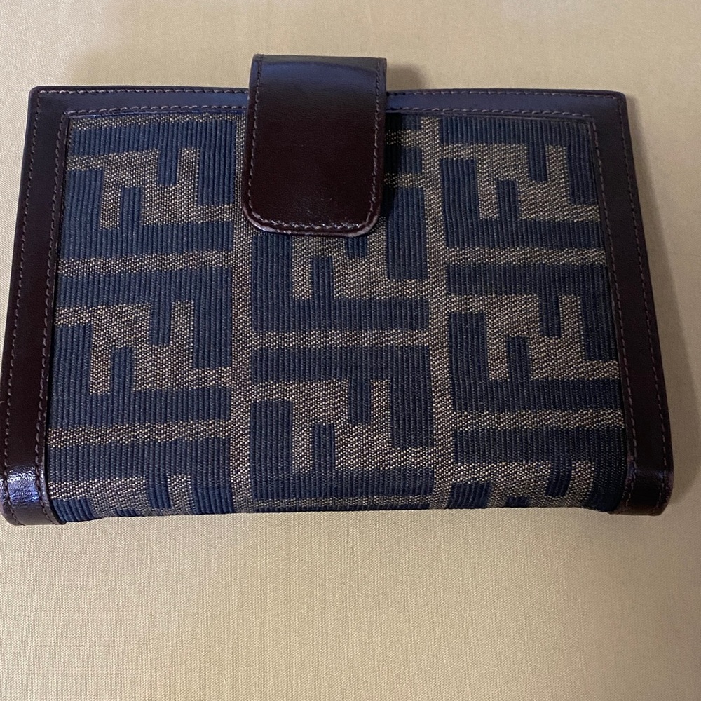 Fendi Black and Brown Monogram Bi-Fold Wallet